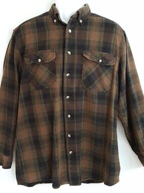 FIELD N FOREST Windowpane Plaid Shirt Men's M Button Pocket Long Sleeve Cotton